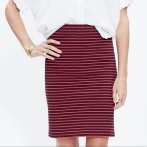 Madewell Red Navy Pencil City Skirt Sailor Stripe E9951 Stretch Size XXS